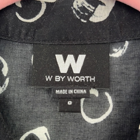 W By Worth Black & White Print Cotton Button Down 0 - Picture 5 of 5